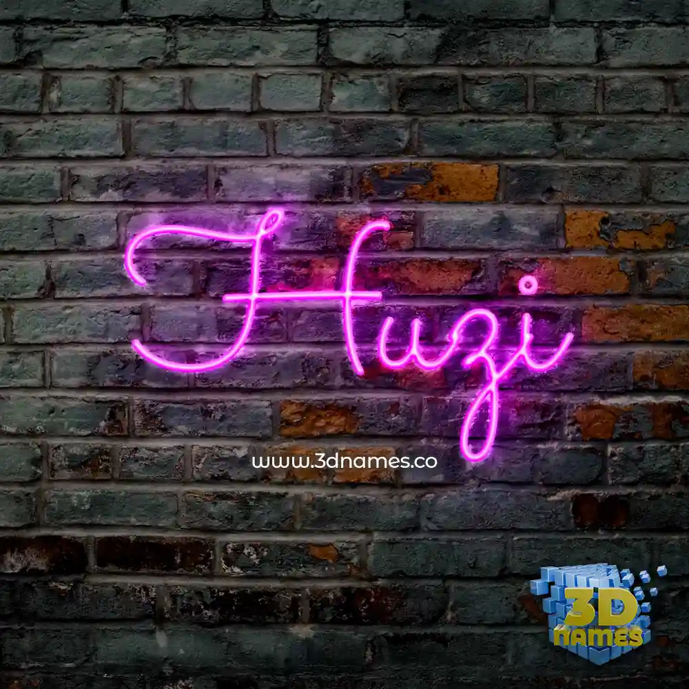huzi in Pink Neon style - 3D name wallpaper