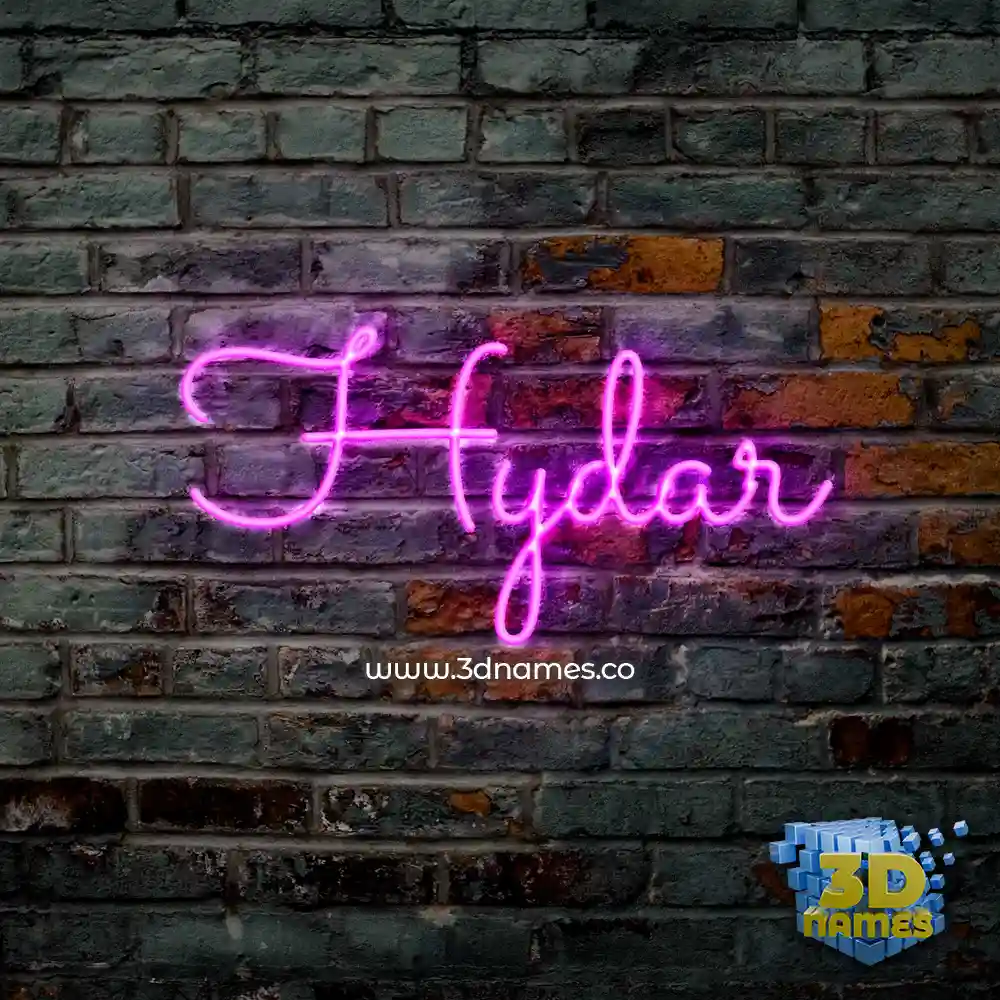 hydar in Pink Neon style - 3D name wallpaper