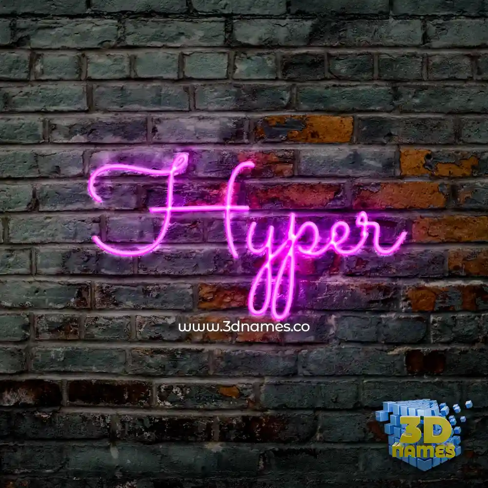 hyper in Pink Neon style - 3D name wallpaper