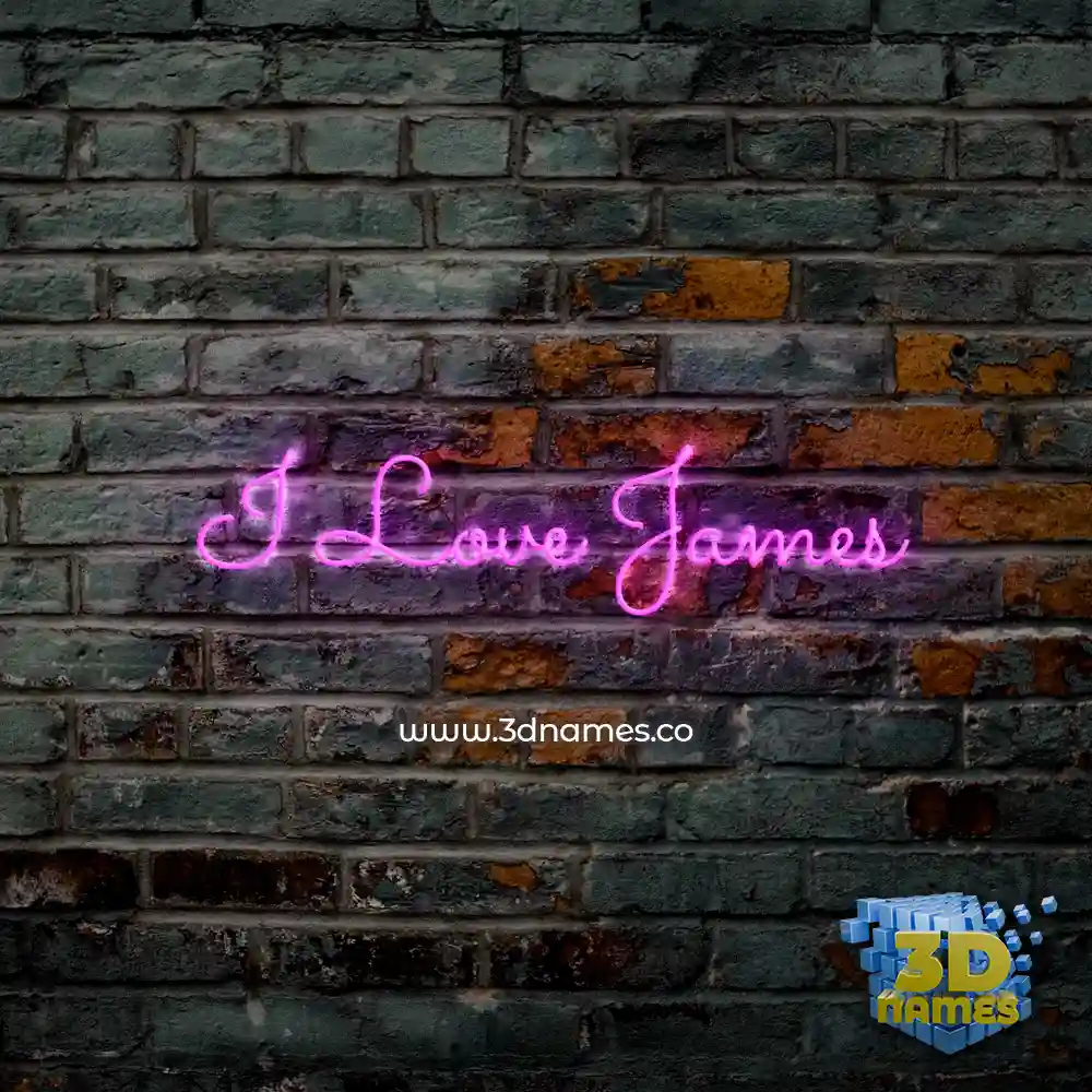 i love james in Pink Neon style - 3D name wallpaper