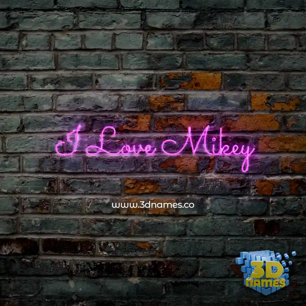 i love mikey in Pink Neon style - 3D name wallpaper