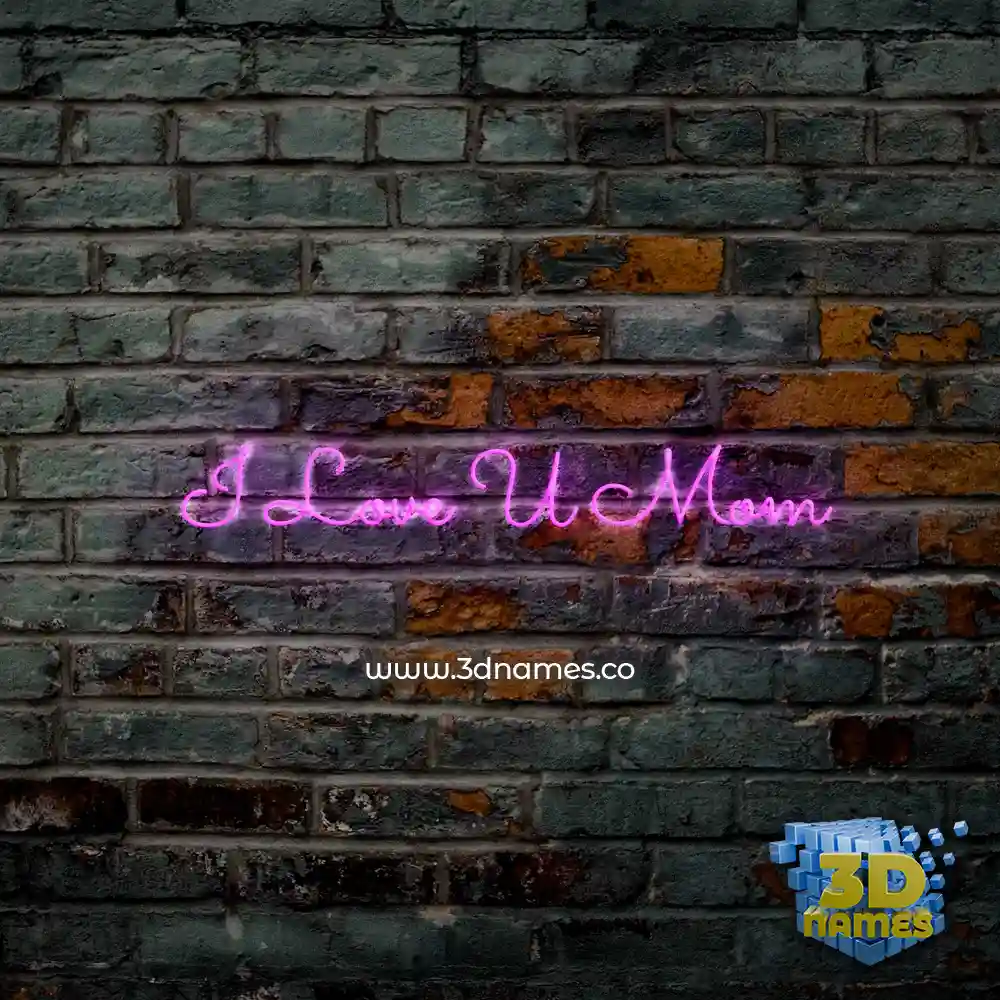 i love u mom in Pink Neon style - 3D name wallpaper
