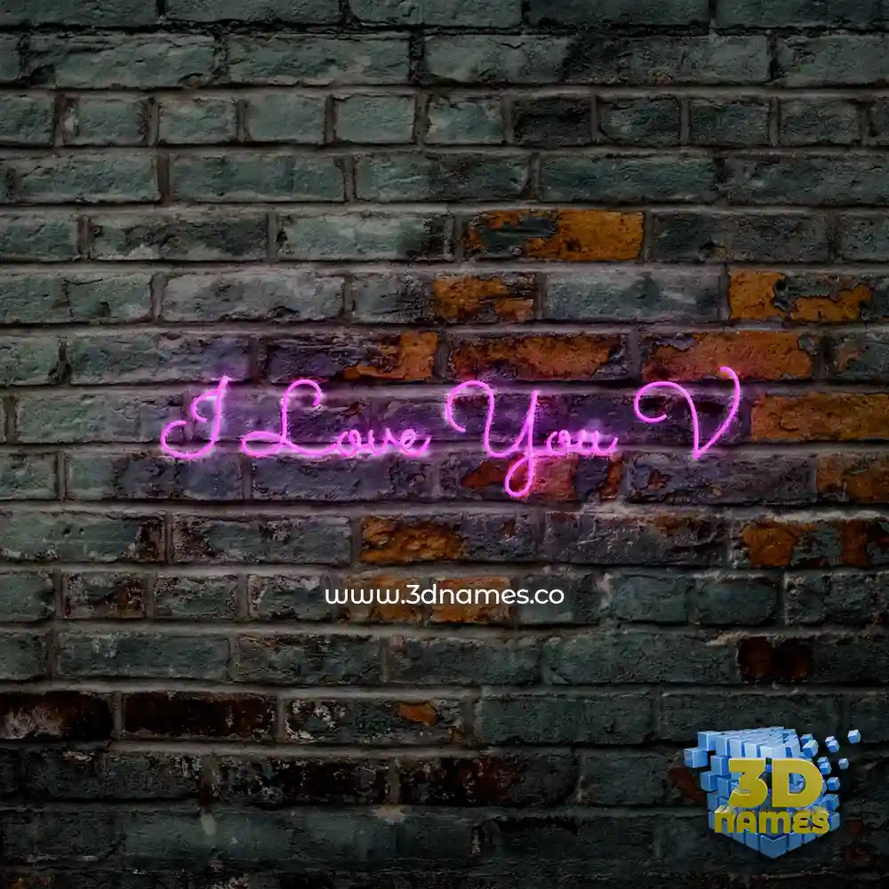 i love you v in Pink Neon style - 3D name wallpaper
