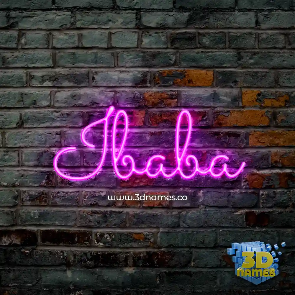 ibaba in Pink Neon style - 3D name wallpaper