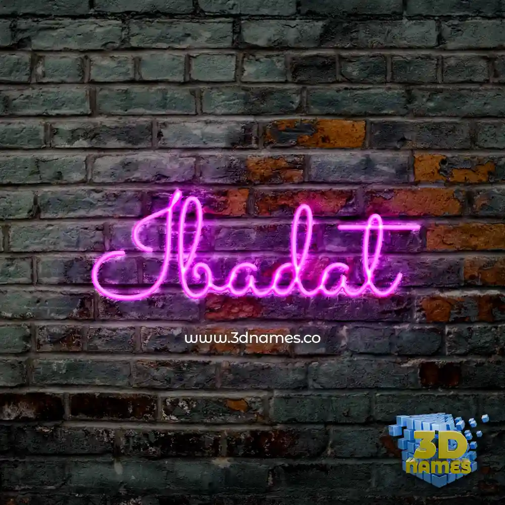 ibadat in Pink Neon style - 3D name wallpaper