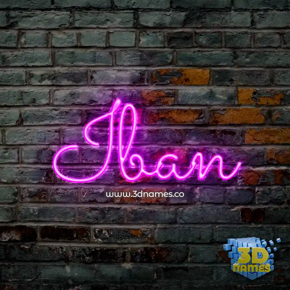 iban in Pink Neon style - 3D name wallpaper