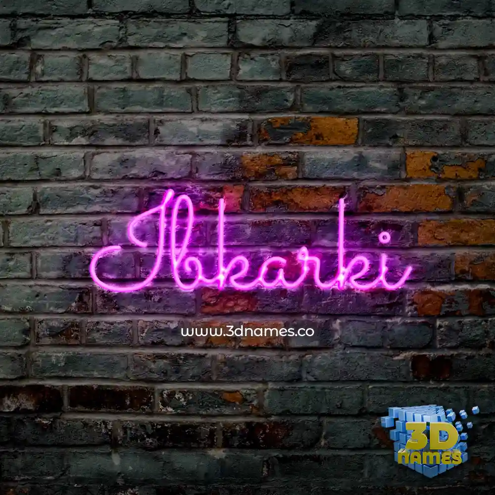 ibkarki in Pink Neon style - 3D name wallpaper