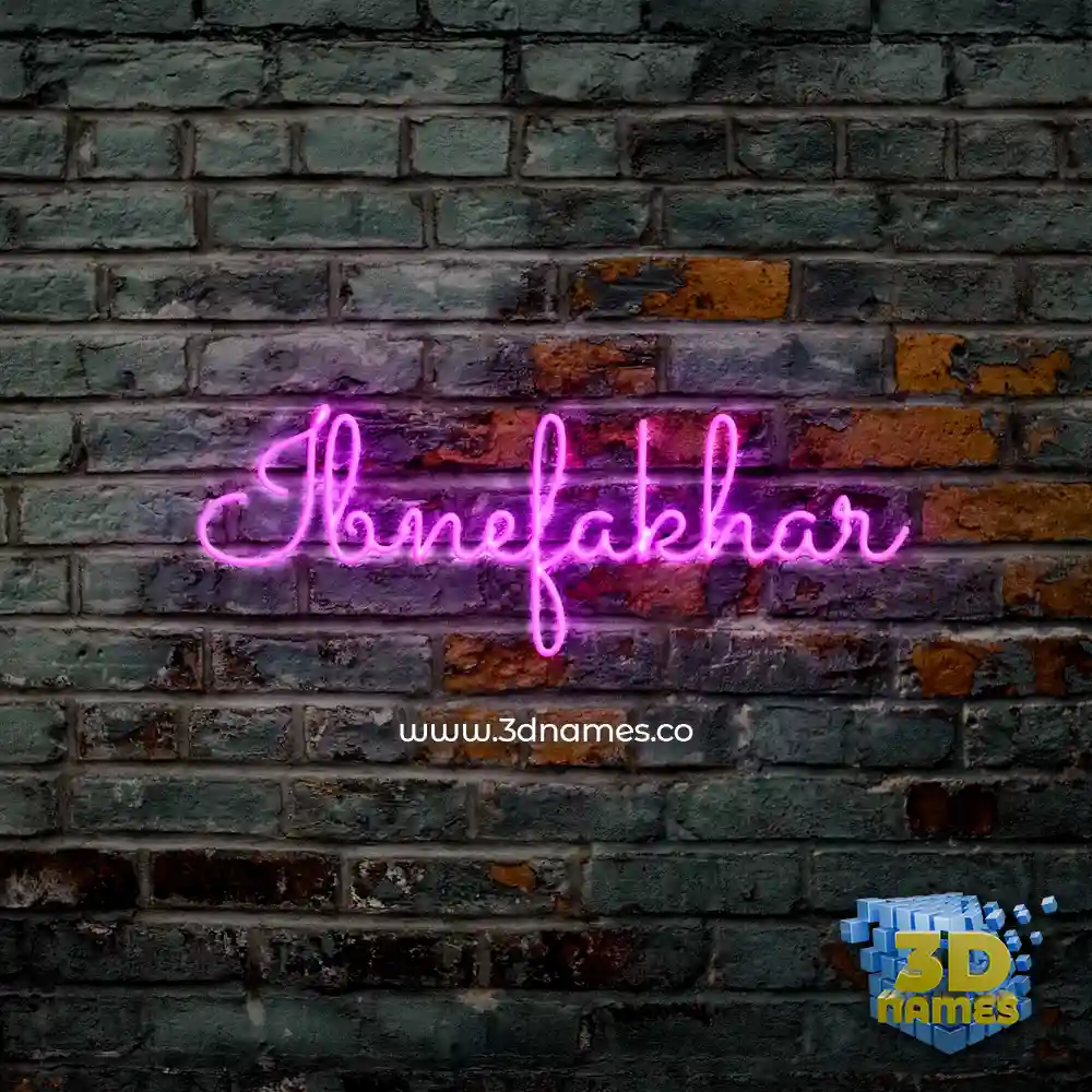 ibnefakhar in Pink Neon style - 3D name wallpaper
