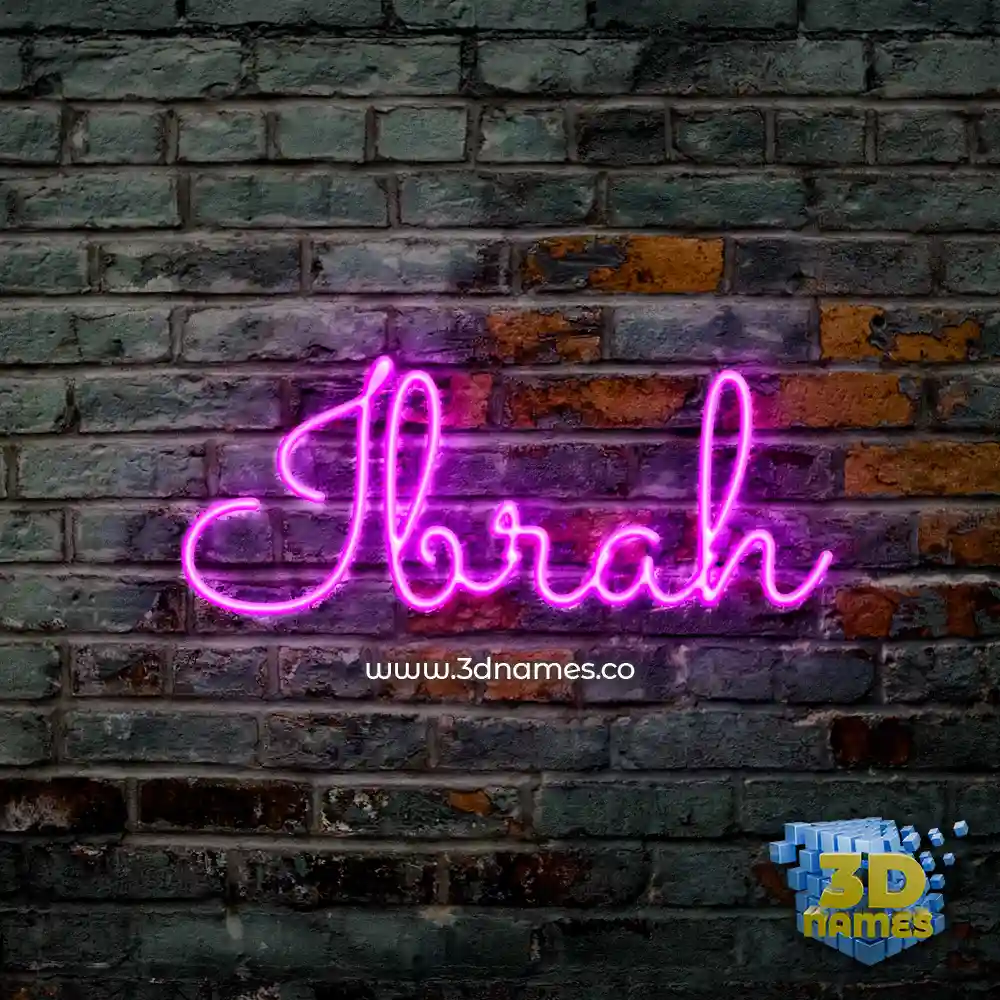 ibrah in Pink Neon style - 3D name wallpaper