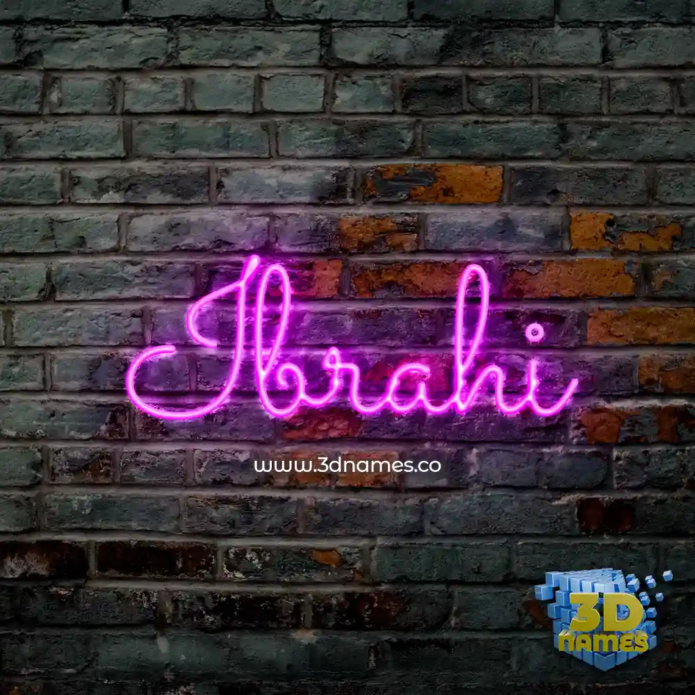 ibrahi in Pink Neon style - 3D name wallpaper