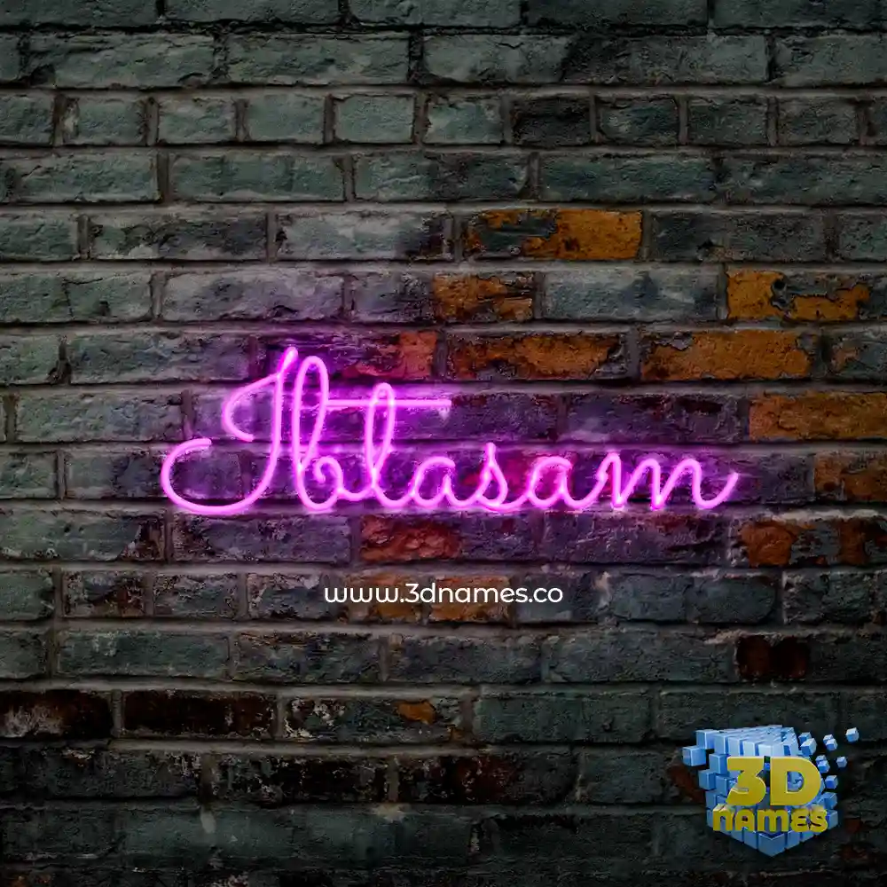 ibtasam in Pink Neon style - 3D name wallpaper