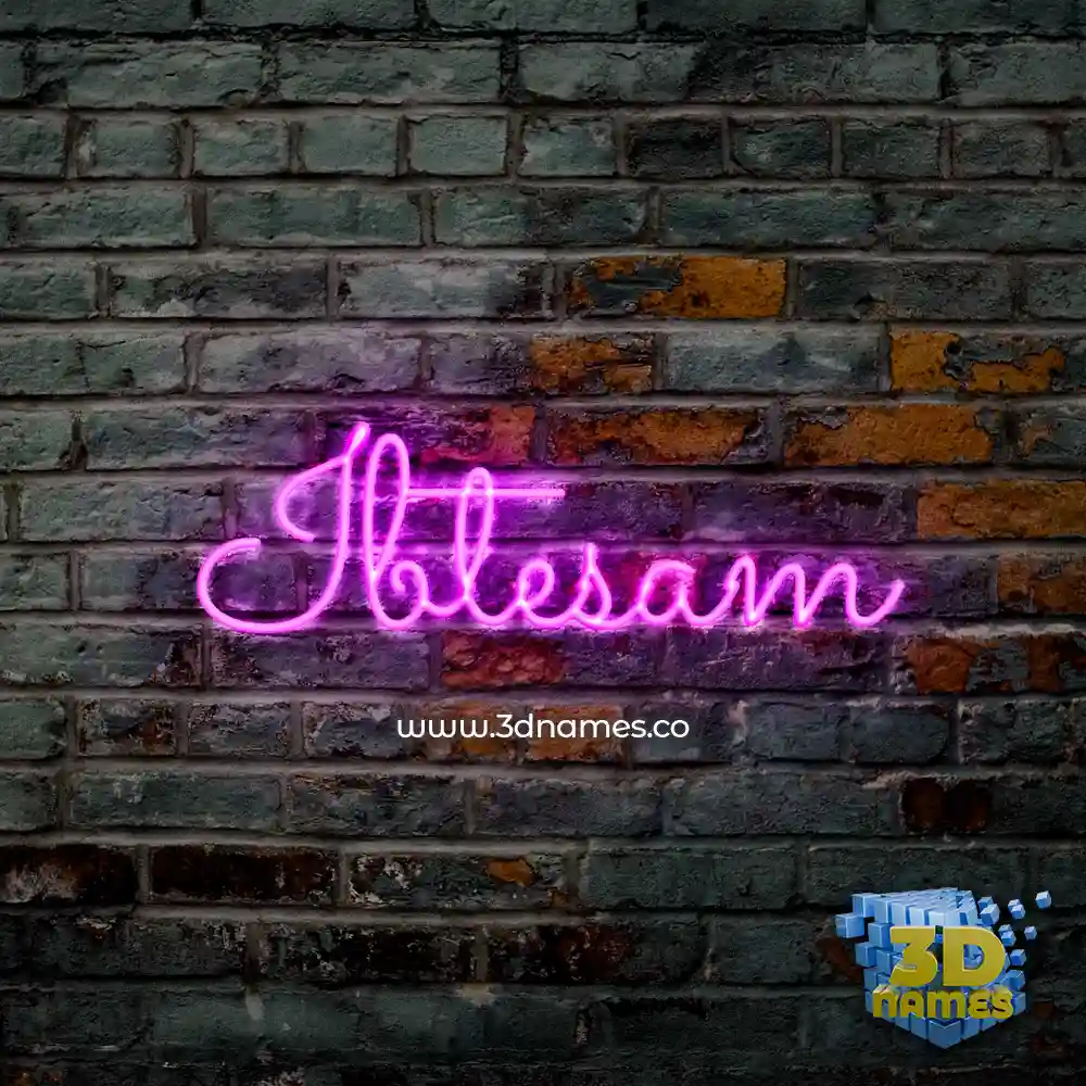 ibtesam in Pink Neon style - 3D name wallpaper