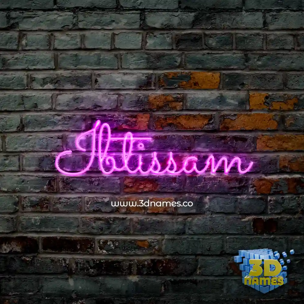 ibtissam in Pink Neon style - 3D name wallpaper