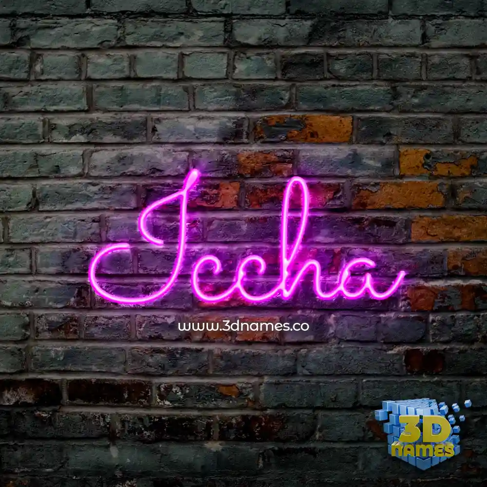 iccha in Pink Neon style - 3D name wallpaper
