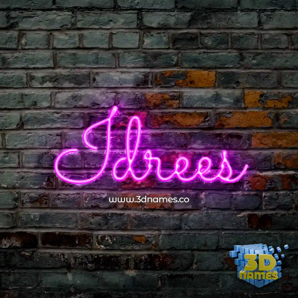 idrees in Pink Neon style - 3D name wallpaper