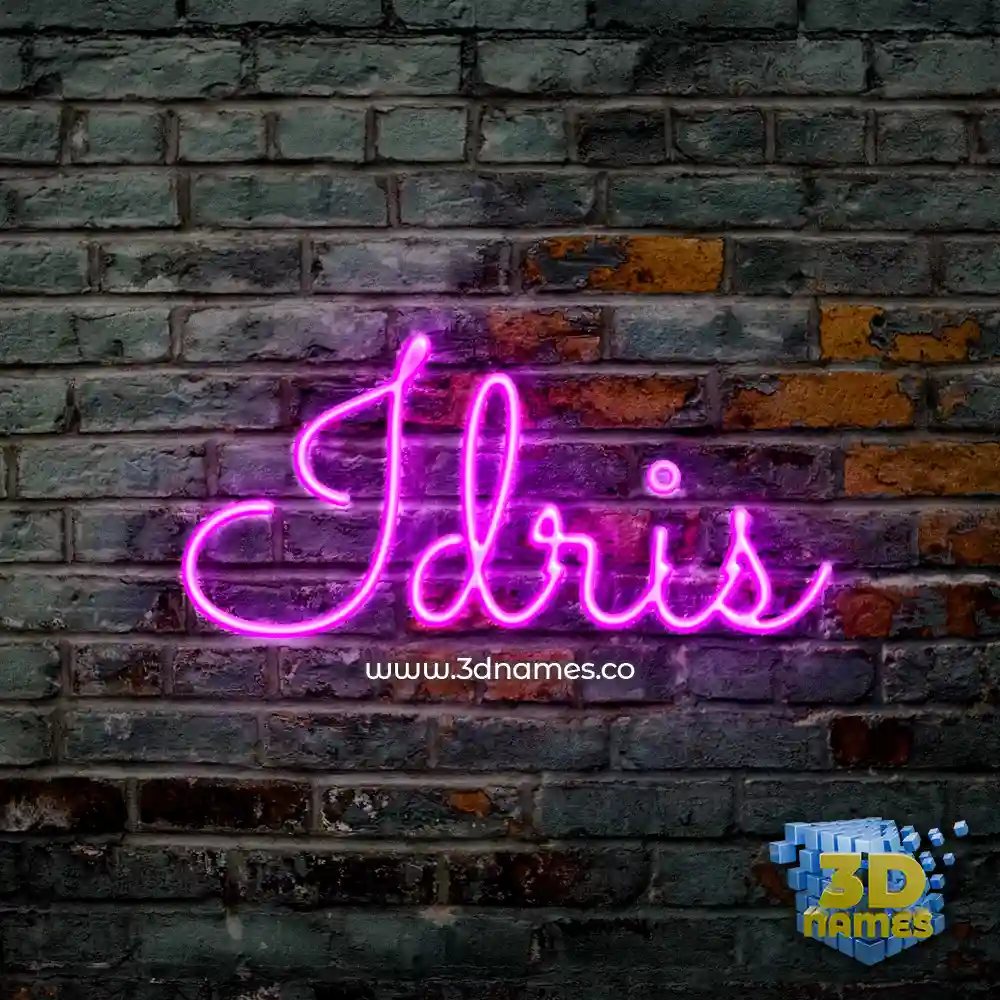 idris in Pink Neon style - 3D name wallpaper
