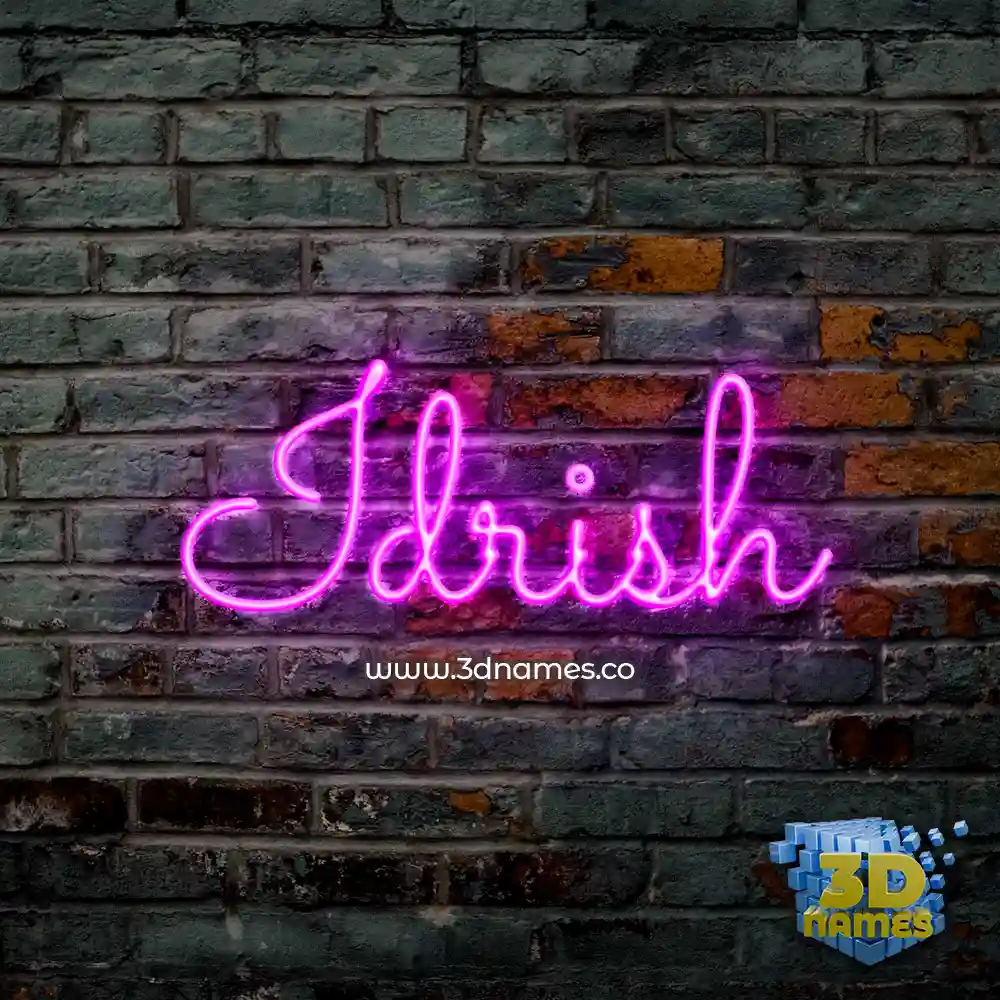 idrish in Pink Neon style - 3D name wallpaper
