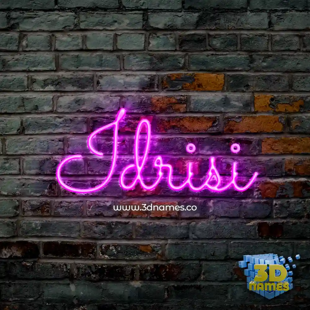 idrisi in Pink Neon style - 3D name wallpaper