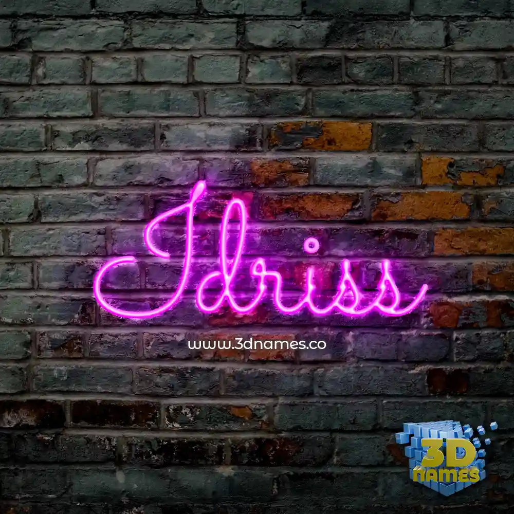 idriss in Pink Neon style - 3D name wallpaper