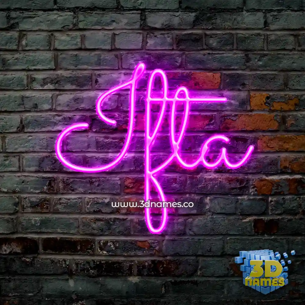 ifta in Pink Neon style - 3D name wallpaper