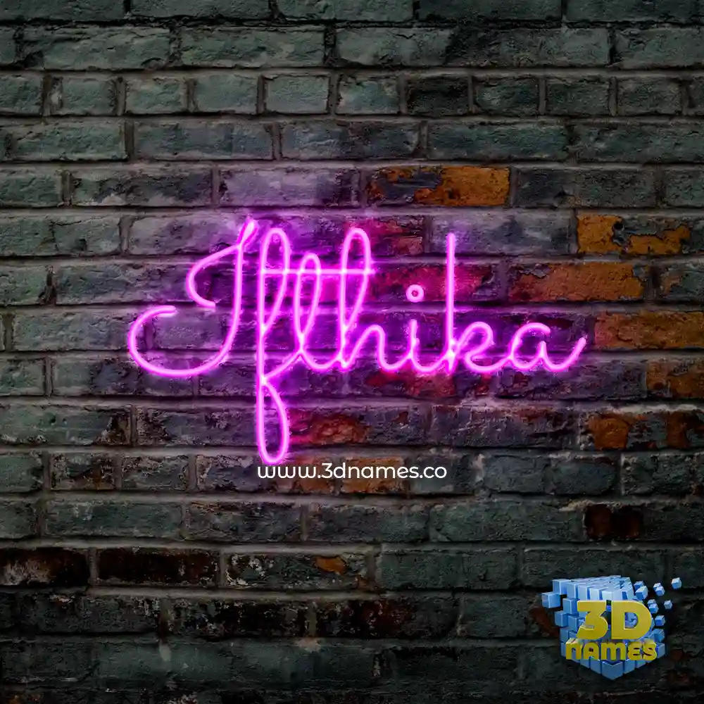 ifthika in Pink Neon style - 3D name wallpaper
