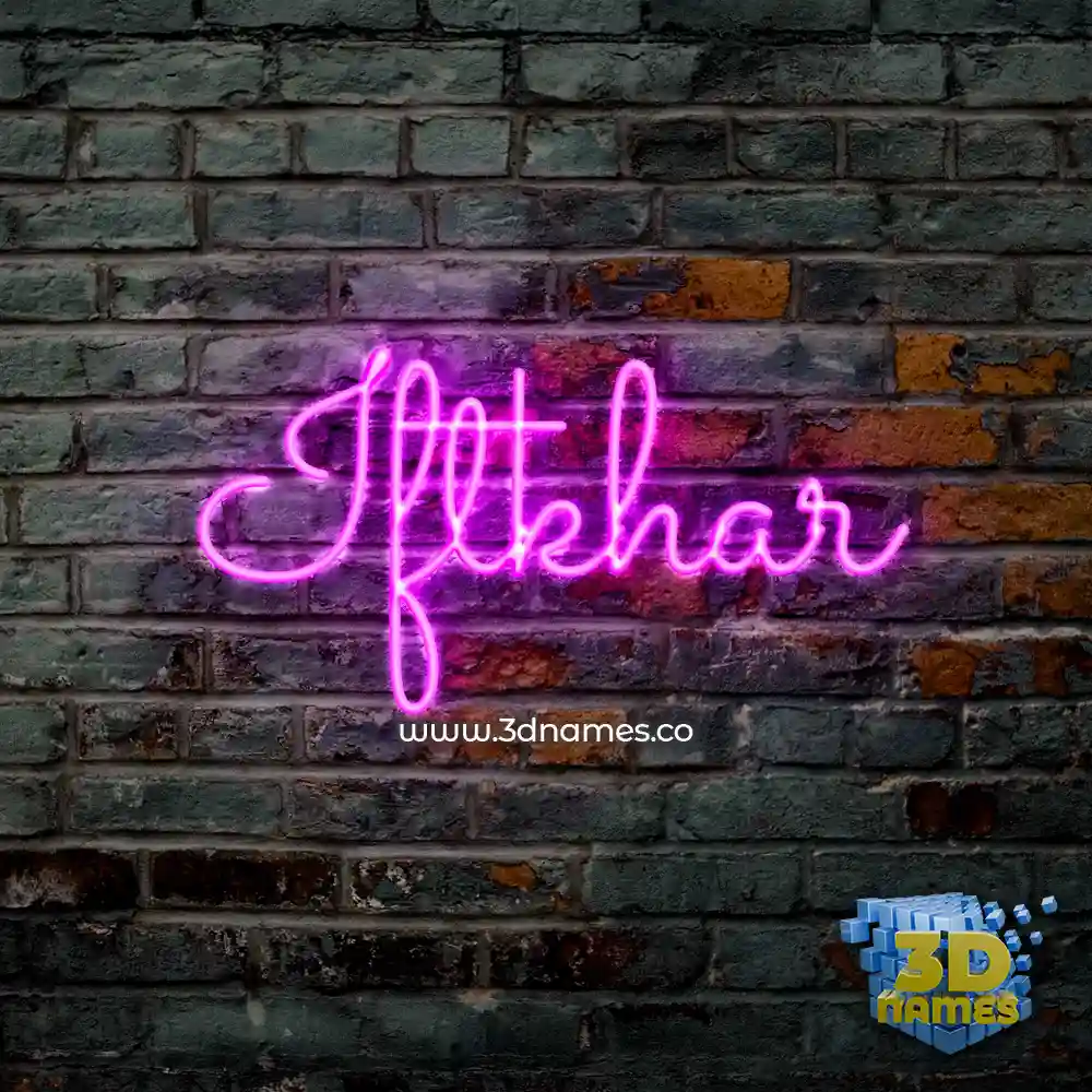 iftkhar in Pink Neon style - 3D name wallpaper