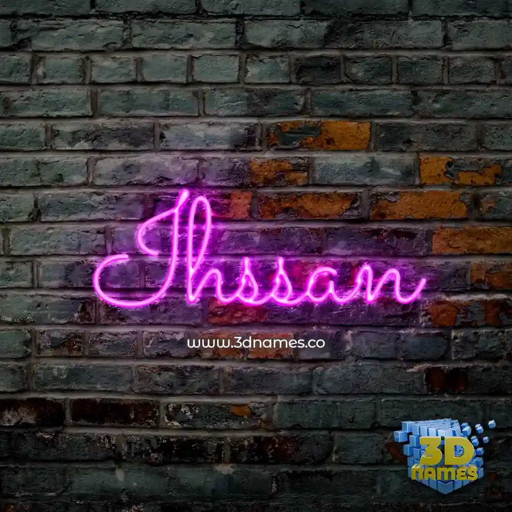 ihssan in Pink Neon style - 3D name wallpaper