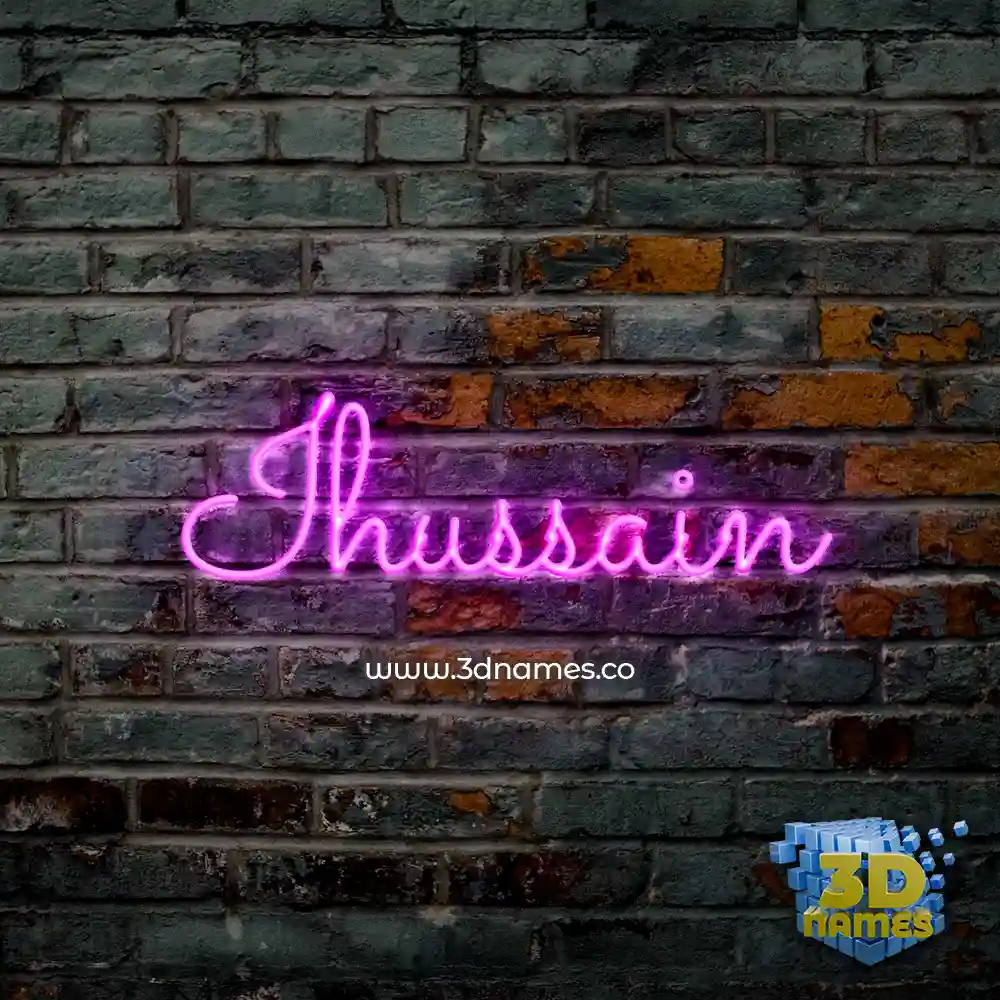 ihussain in Pink Neon style - 3D name wallpaper