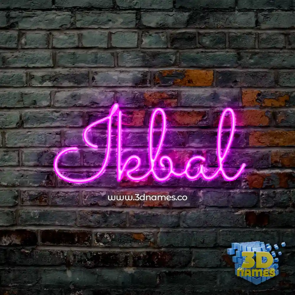 ikbal in Pink Neon style - 3D name wallpaper
