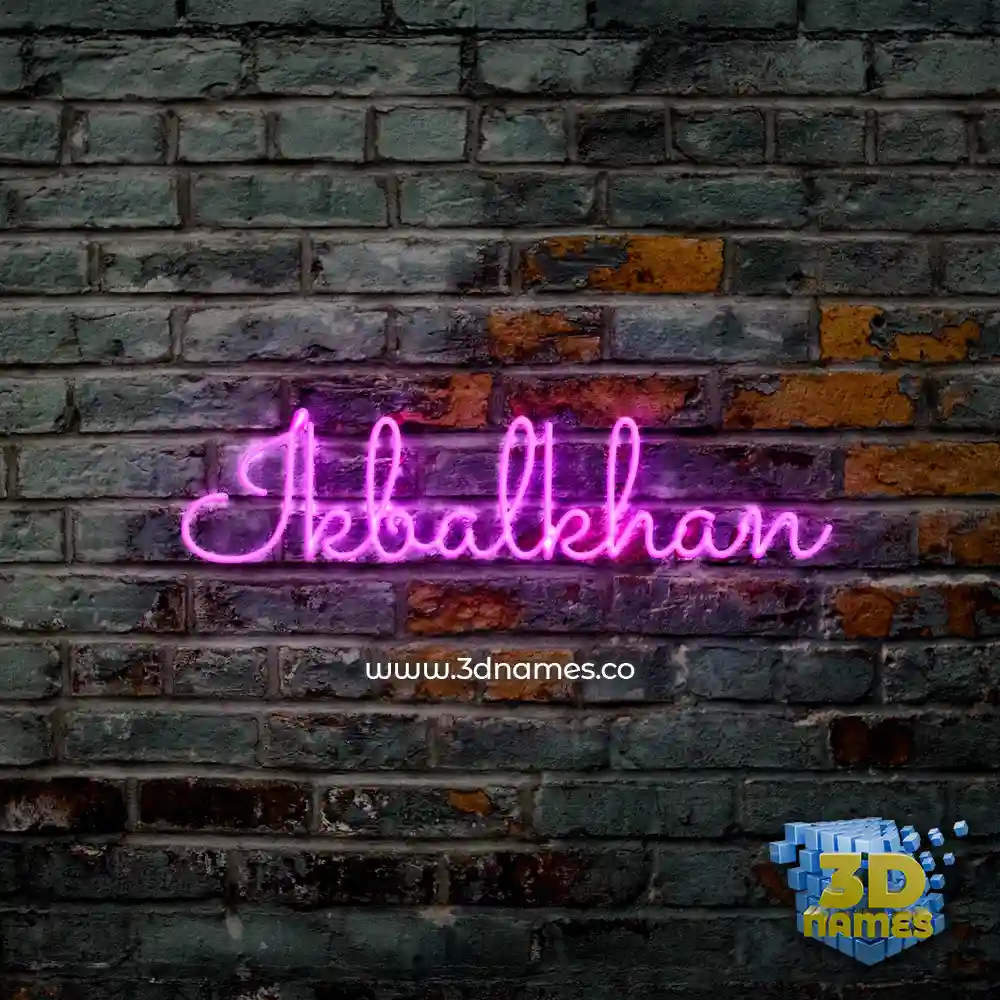 ikbalkhan in Pink Neon style - 3D name wallpaper