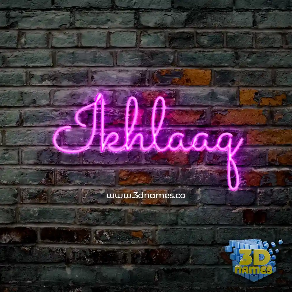 ikhlaaq in Pink Neon style - 3D name wallpaper