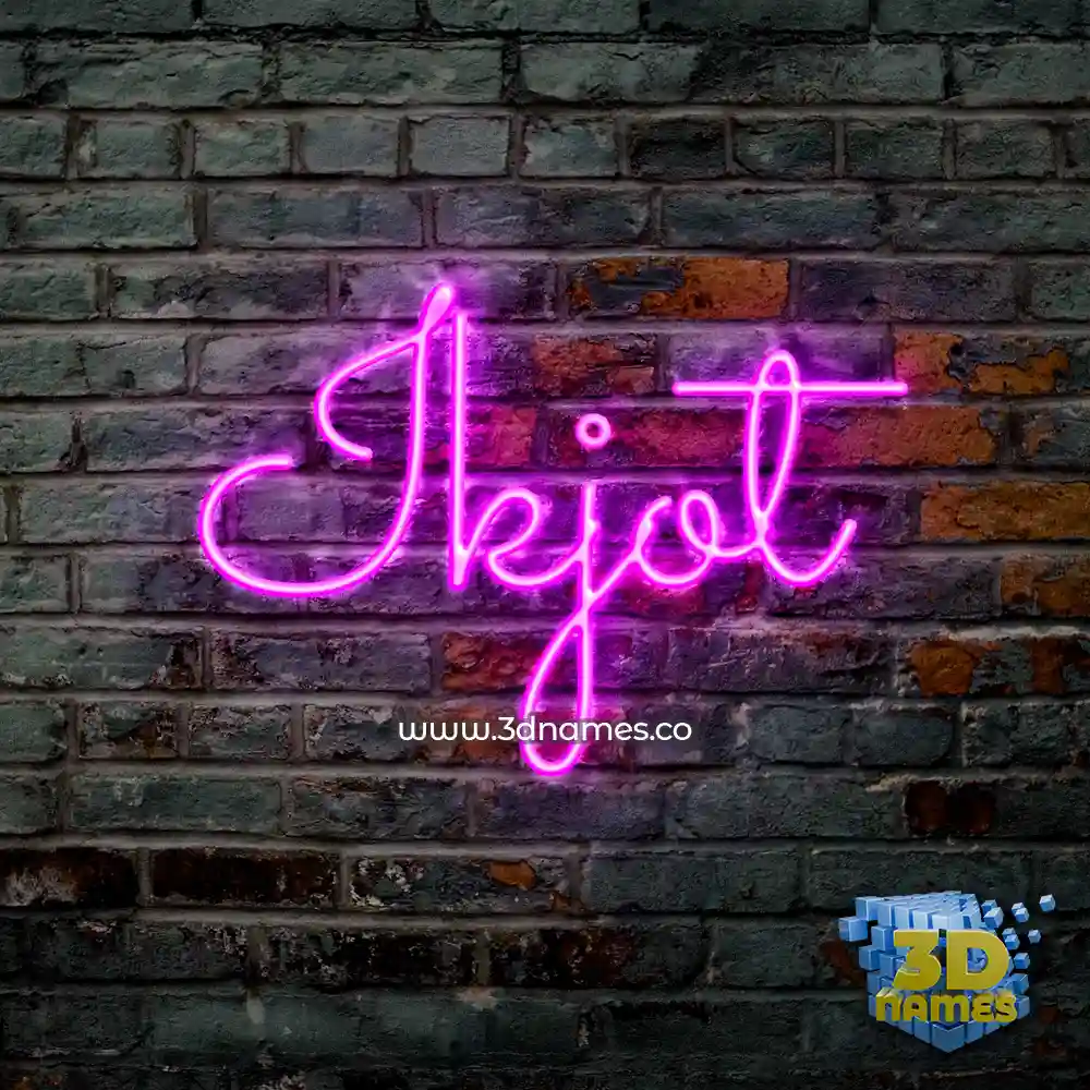 ikjot in Pink Neon style - 3D name wallpaper