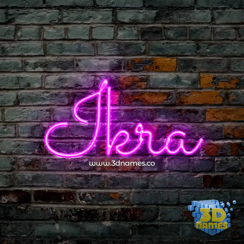 ikra in Pink Neon style - 3D name wallpaper