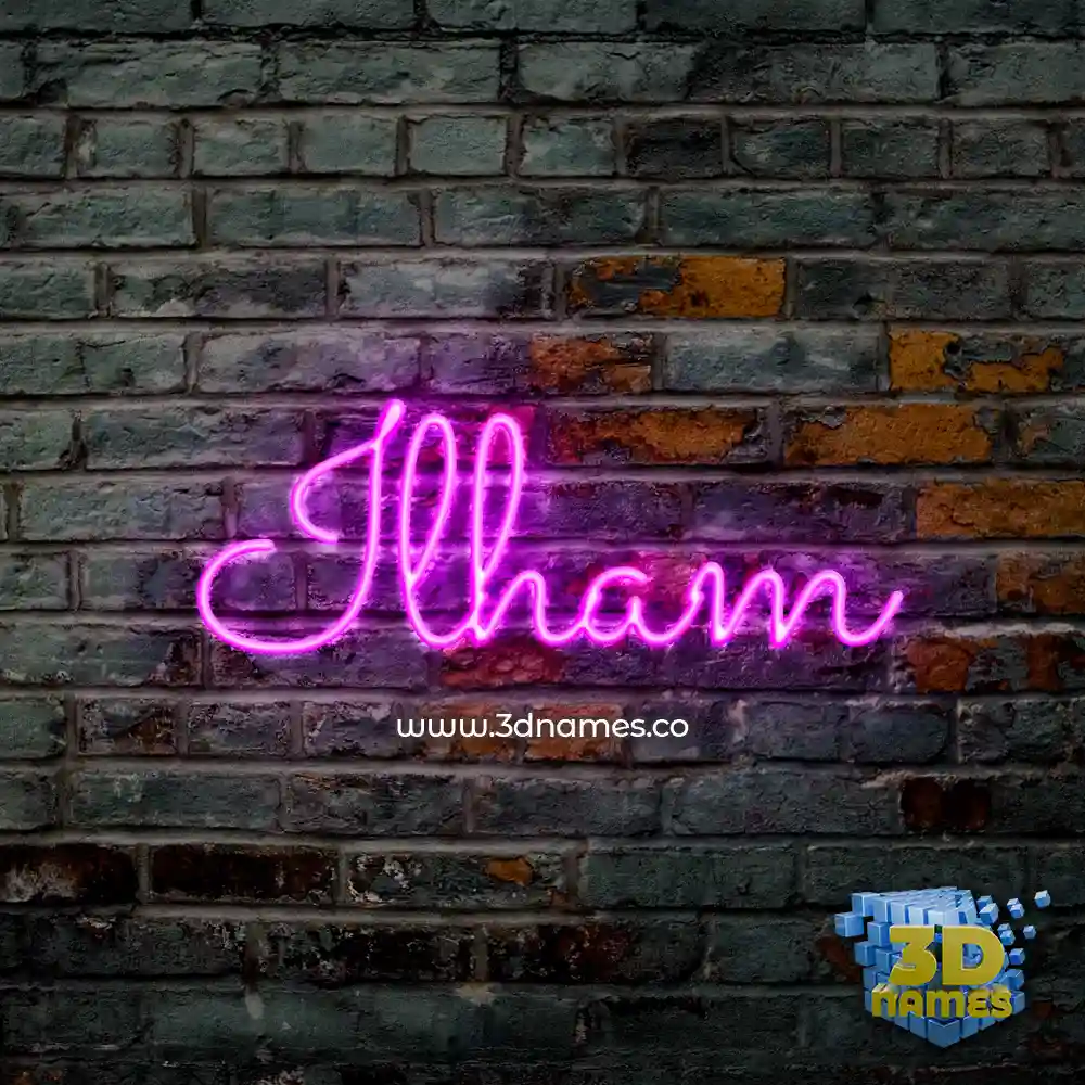 ilham in Pink Neon style - 3D name wallpaper