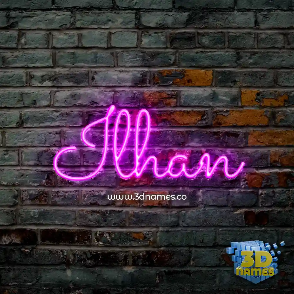 ilhan in Pink Neon style - 3D name wallpaper