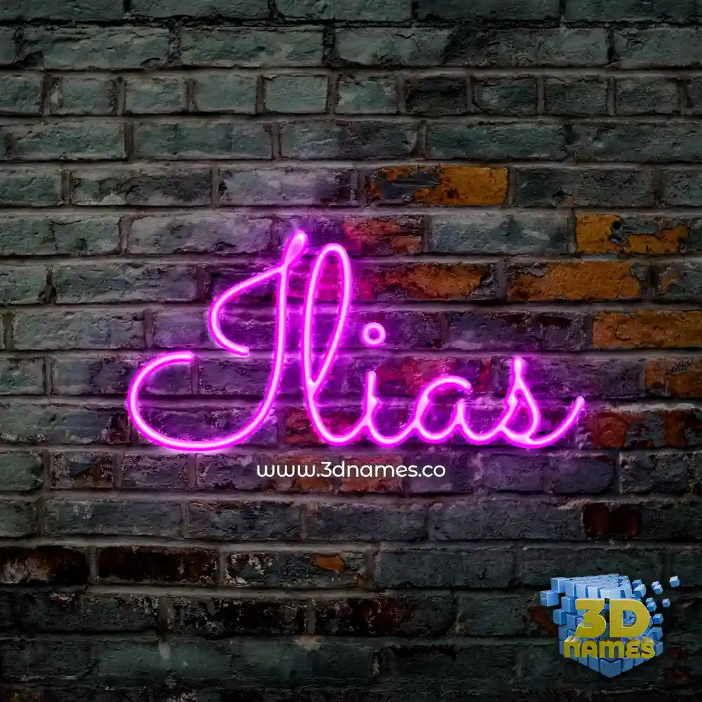 ilias in Pink Neon style - 3D name wallpaper