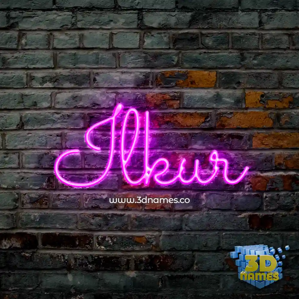 ilkur in Pink Neon style - 3D name wallpaper