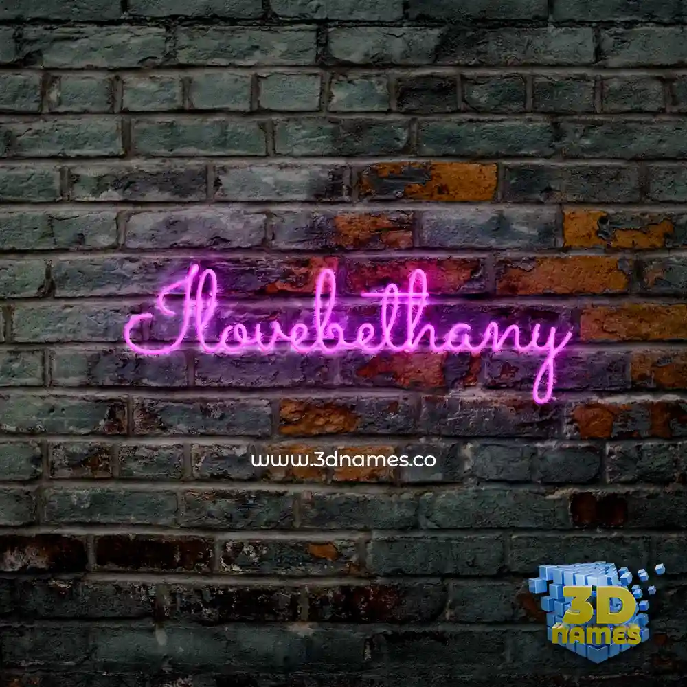ilovebethany in Pink Neon style - 3D name wallpaper