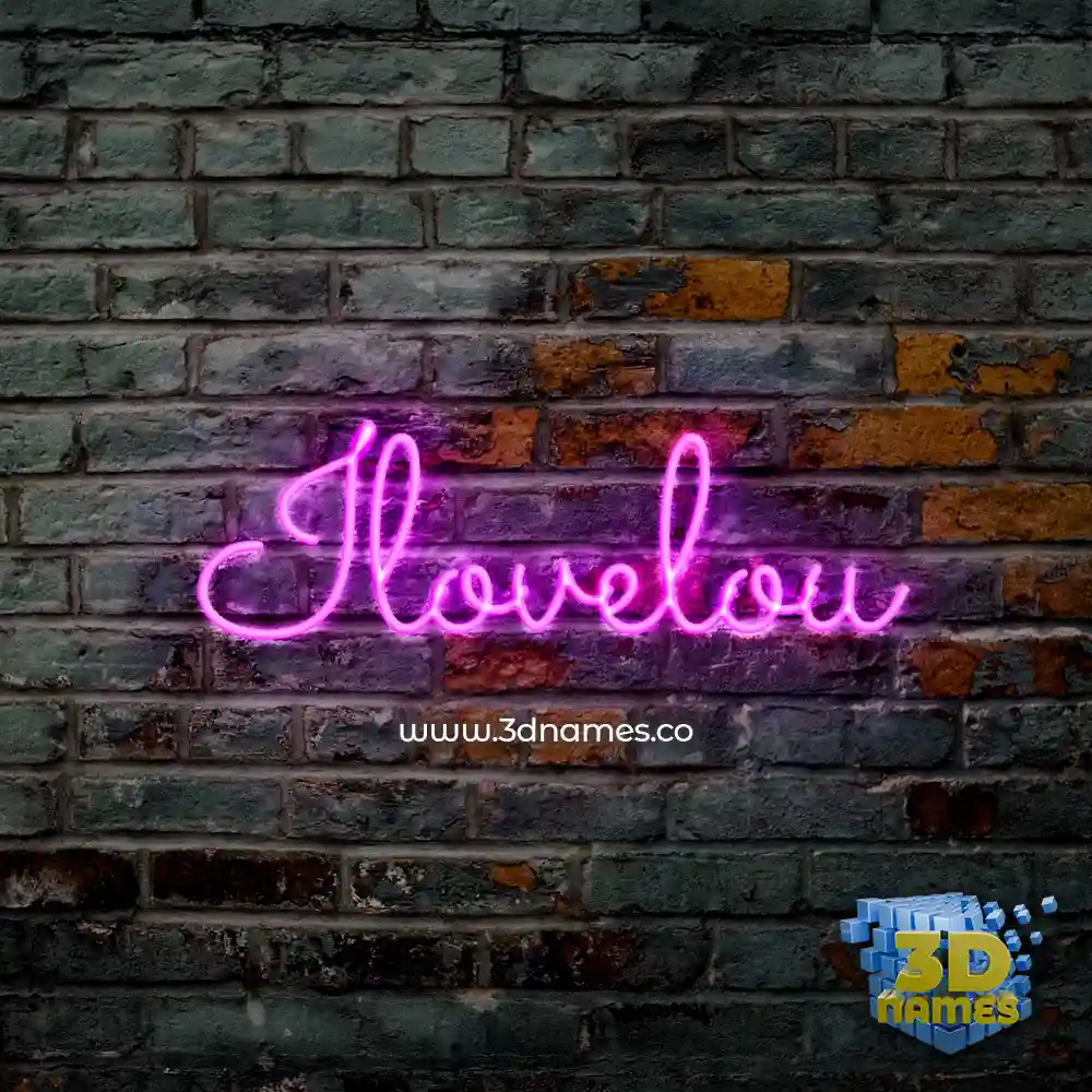 ilovelou in Pink Neon style - 3D name wallpaper