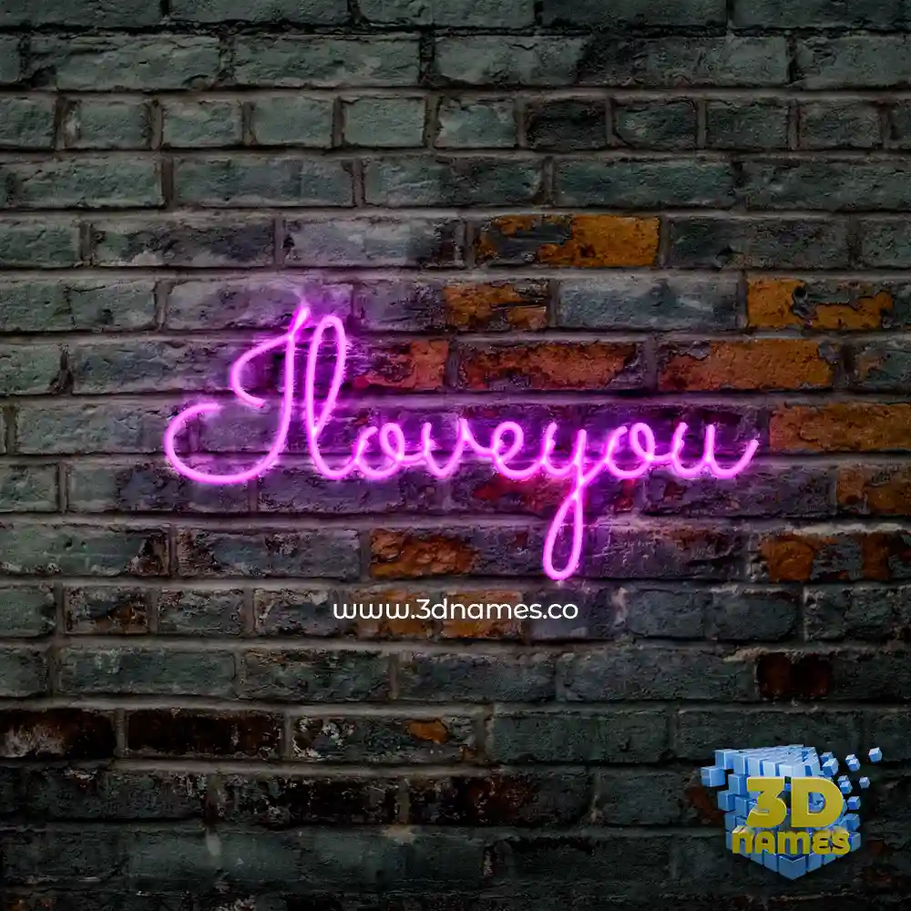 iloveyou in Pink Neon style - 3D name wallpaper