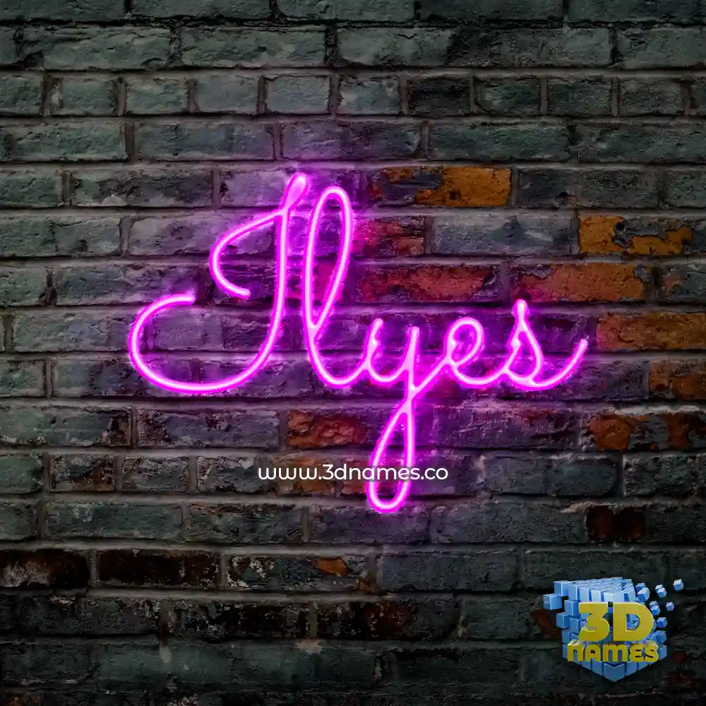 ilyes in Pink Neon style - 3D name wallpaper
