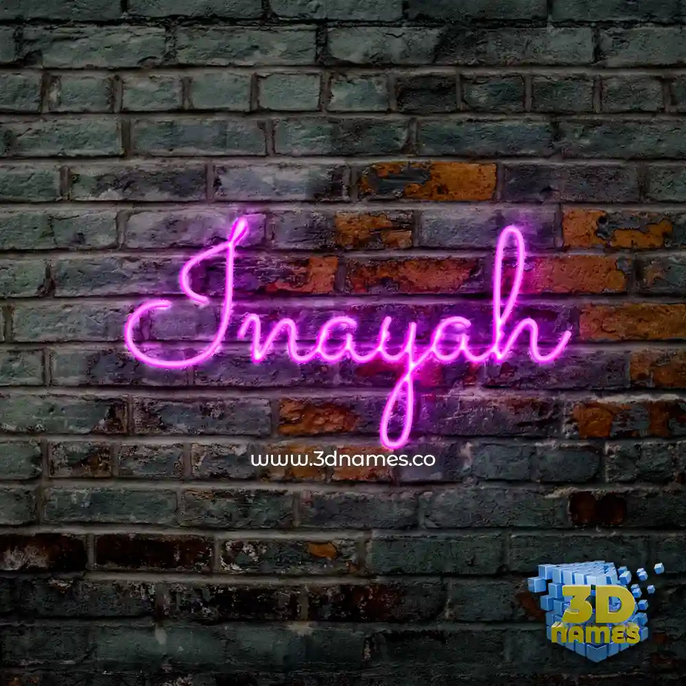 inayah in Pink Neon style - 3D name wallpaper