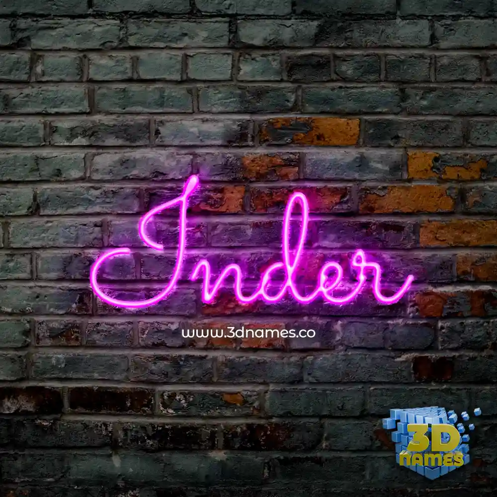 inder in Pink Neon style - 3D name wallpaper