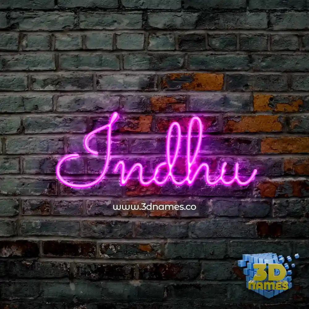 indhu in Pink Neon style - 3D name wallpaper