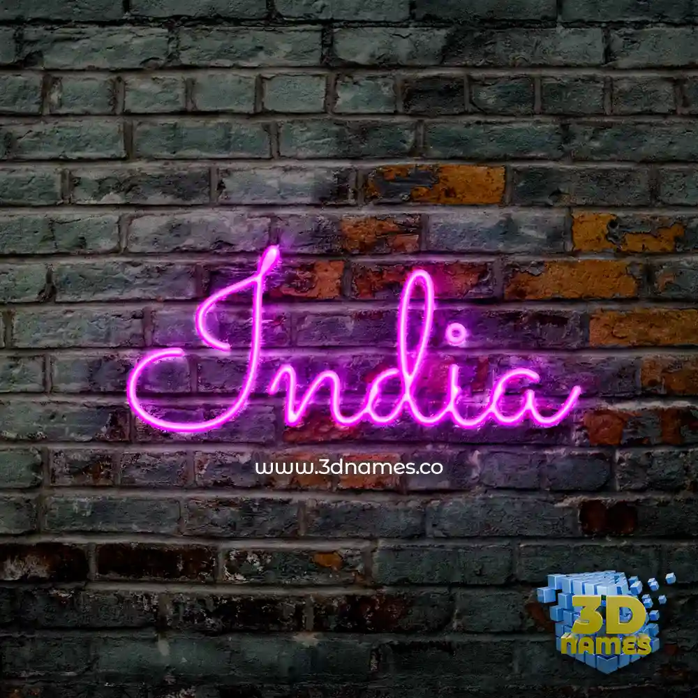 india in Pink Neon style - 3D name wallpaper