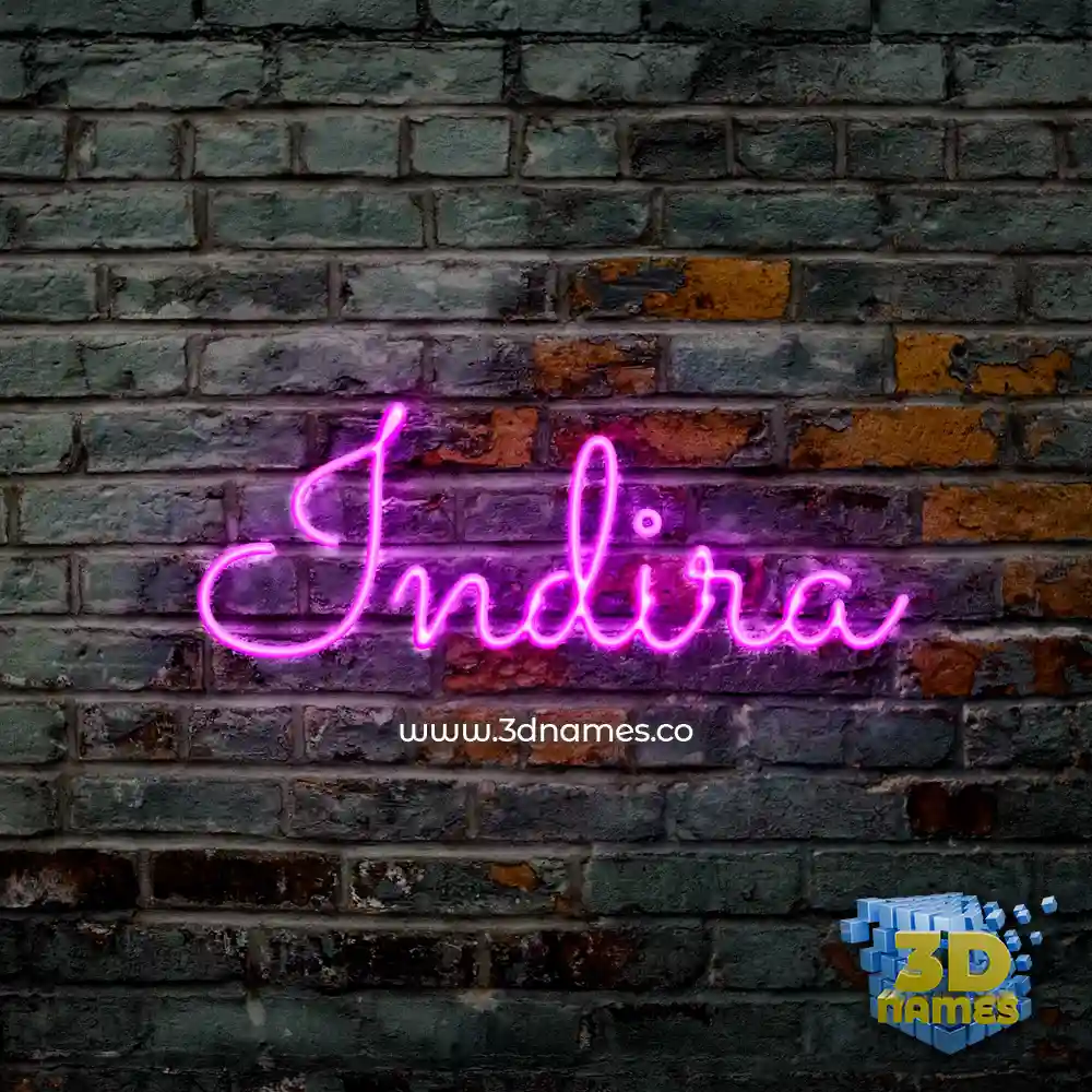 indira in Pink Neon style - 3D name wallpaper