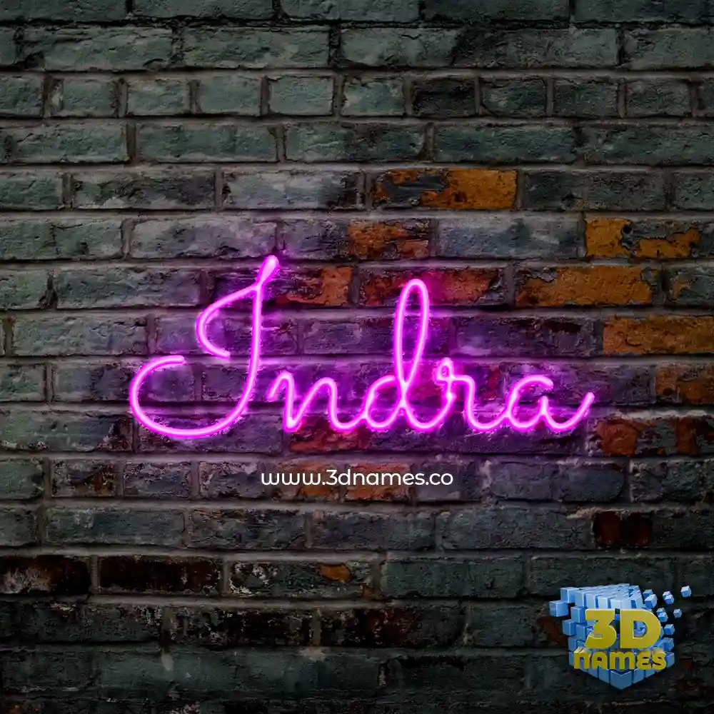 indra in Pink Neon style - 3D name wallpaper