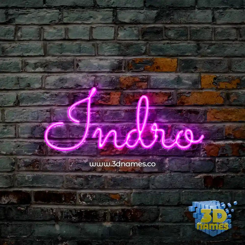 indro in Pink Neon style - 3D name wallpaper