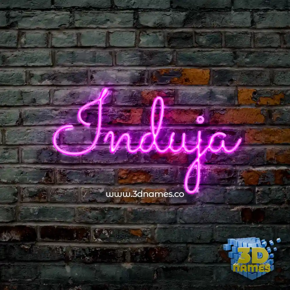 induja in Pink Neon style - 3D name wallpaper