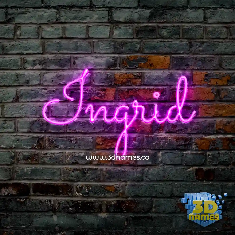 ingrid in Pink Neon style - 3D name wallpaper